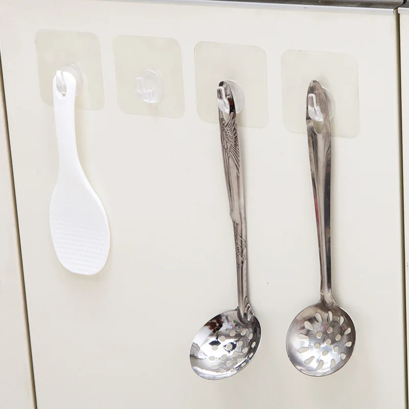 

1Pcs Square Transparent Hook For Bathroom Kitchen Bedroom Nail Free Adhesive Hooks Strong Storage Hook