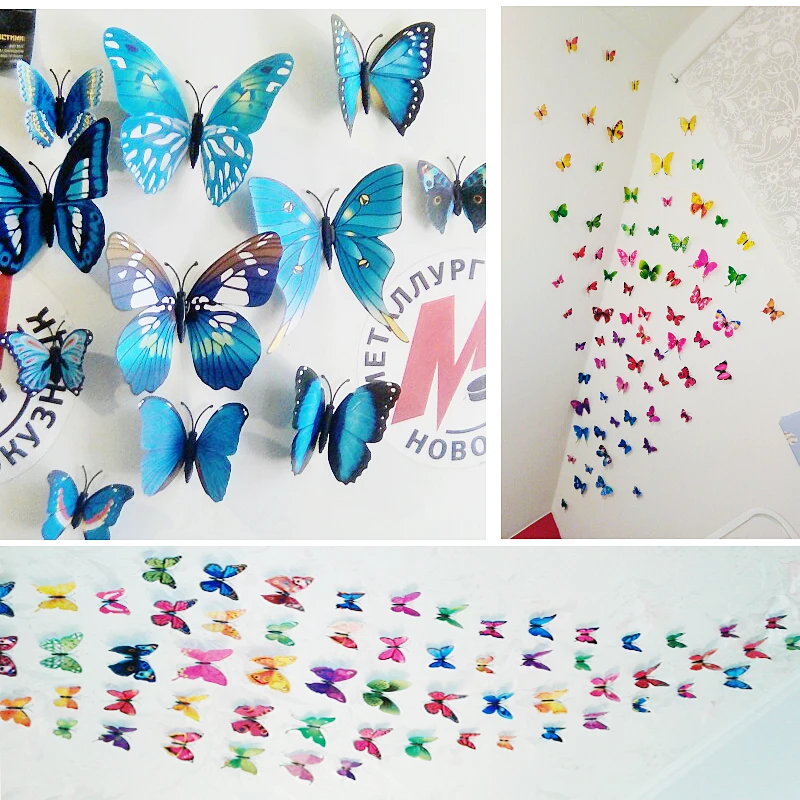 72pc Butterflies Wall Stickers Home Decor Art Wall Decals For Kids Room Wall Stickers Kitchen Wall Sticker Decoration Poster 8