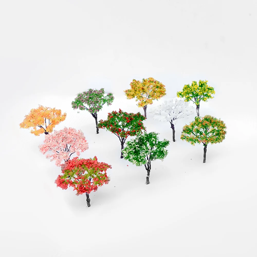 

10 Pieces/lot Scale Plastic Miniature Model flower tree For Building Trains Railroad Layout Scenery Landscape Accessories MR203