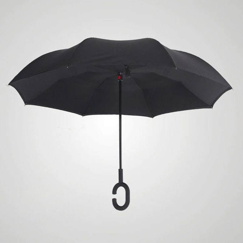 Высококачественный красивый двухслойный перевернутый зонтик автомобили Реверсивный Зонт от дождя C-Handle солнцезащитный