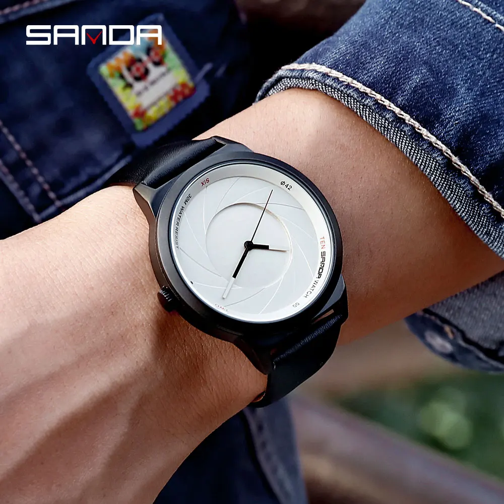 SANDA fashion creative men's watch quartz watch men's simple watch ladies leather lover clock relogio masculino SANDA fashion creative men's watch quartz watch men's simple watch ladies leather lover clock relogio masculino