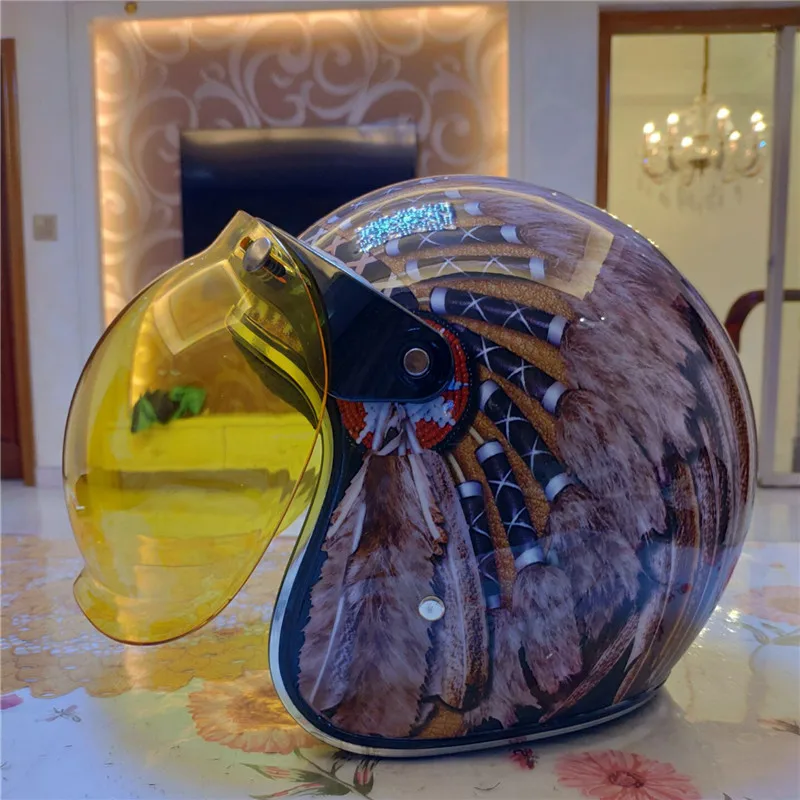 

Motorcycle Helmet Harley Retro Helmets Chopper Vintage Open Face Old School Casque Moto Cacapete DOT Beautiful pattern helmet