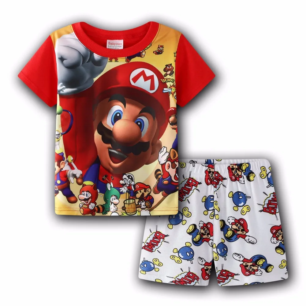 

New Kids Summer Pajamas Clothing Children Underwear Cartoon Letter T-shirts+Shorts Boys Girls Sleepwear Baby Pyjamas Sets K888