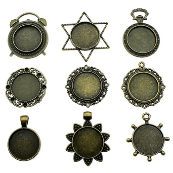 

10pcs/lot Fit 20mm Round Glass Cabochon Base Setting Pendant Tray For Jewelry DIY Making Antique Bronze Color FM1030