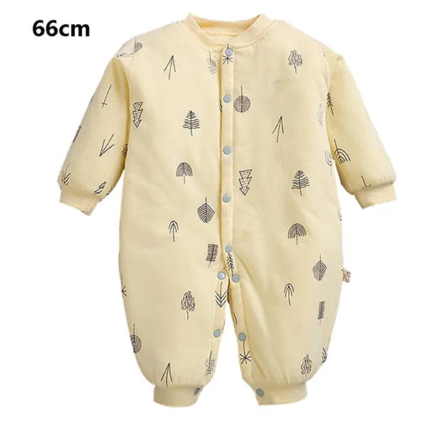 Зимние Боди для новорожденных девочек; теплая хлопковая одежда для снежной погоды; комбинезон с маленьким зонтиком; Одежда для мальчиков - Цвет: tree yellow 73cm
