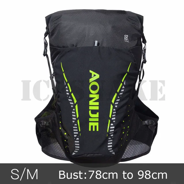 SM Black Green AONIJIE Для мужчин Для женщин 18L бег Lightweig жилет гидратации рюкзак для 2L гидратационная емкость для марафона сумка для бега, езды на велосипеде Пеший Туризм - Цвет: SM Black Green