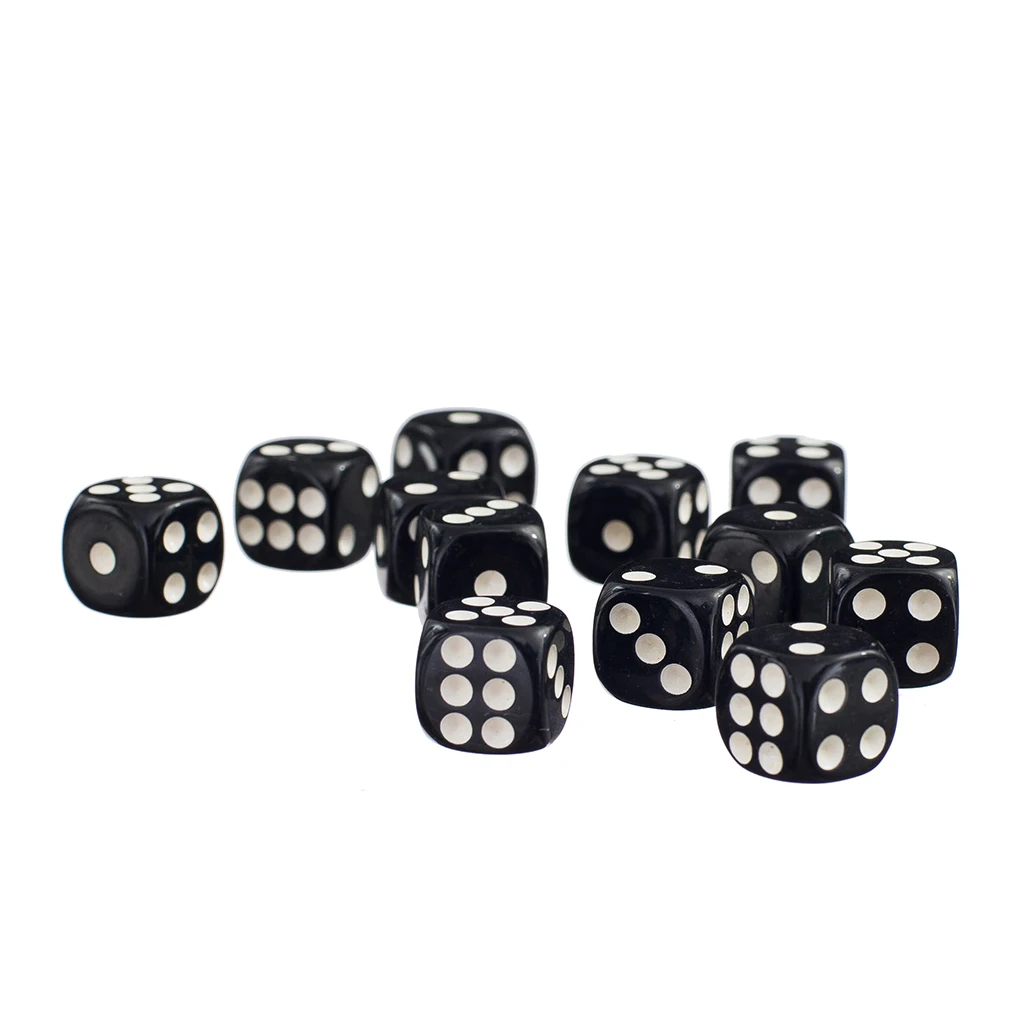 Black Opaque 50pcs Six Sided Spot Dice Set D6 RPG D&D NEW Role Playing 12mm