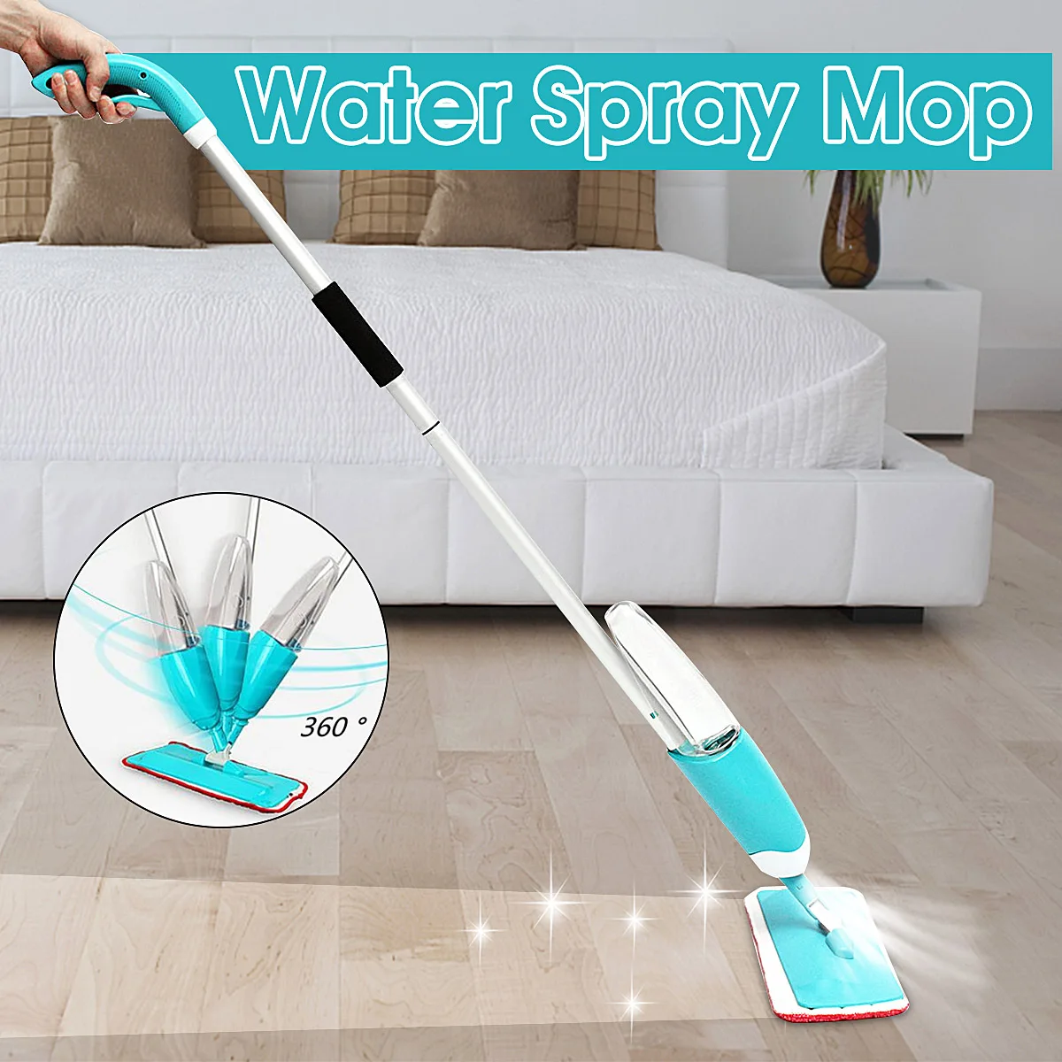 

Water Spray Mop with Cleaning Cloth Mop Pad 360 Degree Spin Household Home Kitchen Floor Cleaning Tools