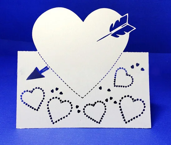 

120pcs/lot Wedding Banquet Place Card Arrow through Love Heart Design Feast Table Decoration Number Card Guest Name Holder wc444