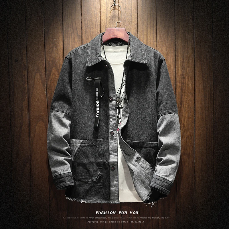 

Retro Denim Jacket Men 2018 Autumn New Washed Slim Fashion Gray Casual Street Long Sleeve Bomber Jacket Outwear Male Cowboy Man