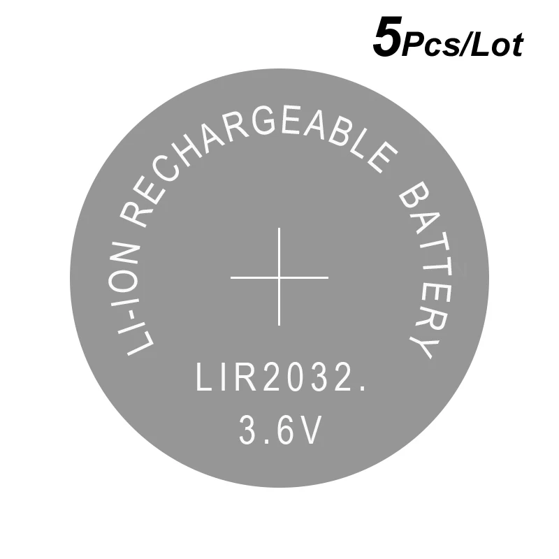 

Button Cell Li-ion Rechargeable Battery LIR2032 3.6V 5 Pcs - 2032 Replace CR2032