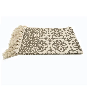 

100% Cotton Hand Woven Floral Tassel Rugs Handmade Rectangle Carpet Washable Durable Rug for Parlor/Hallway/Bedroom/Laundry Room