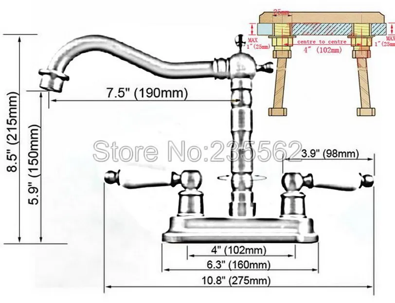  Polished Gold Color Brass Dual Ceramic Handle 4