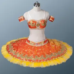 Fltoture AT1114 арабский костюм для балета конкурс две части балетное с юбкой пачкой юбка-пачка оранжевый Цвет девочек Щелкунчик пачки