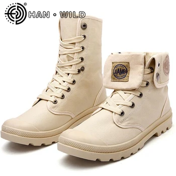 

Spring Autumn Men Canvas Boots Army Combat Shoes Fashion High-top Military Ankle Boots Men's Shoes Comfortable Sneakers