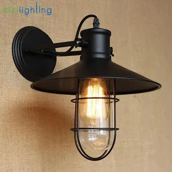 

American country style living room wall light industrial warehouse aisle pastoral bedside bar decorate wall lamp glass lampshade