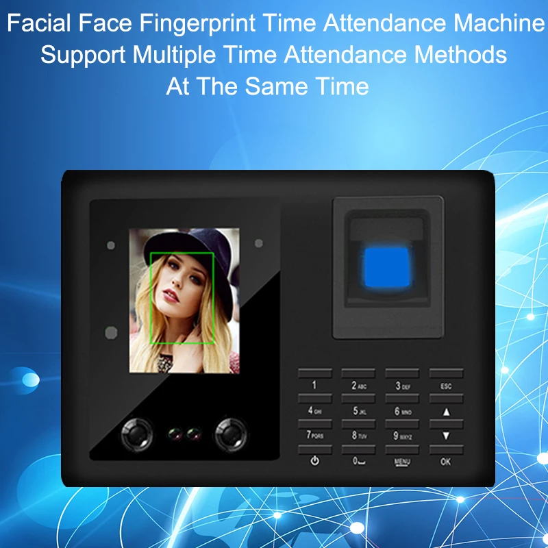 Biometric Device TCP IP Face Facial Fingerprint Time Attendance System USB Access Control Employee Time Clock Recorder Machine