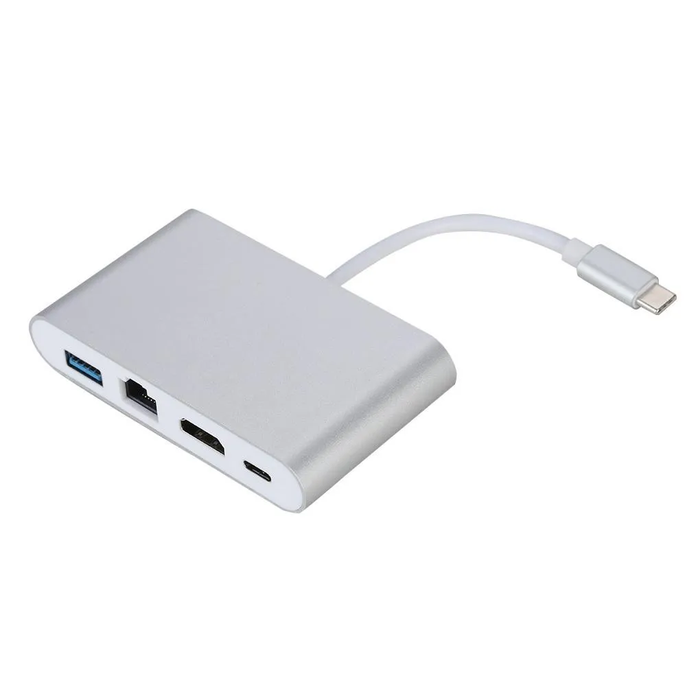 USB 3,1 тип-c концентратор к HDMI 4K+ RJ45 гигабитный Ethernet+ USB 3,0 HDMI USB-C адаптер# T3