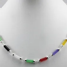 Смешанные нефриты 925 пробы Серебряное Ожерелье