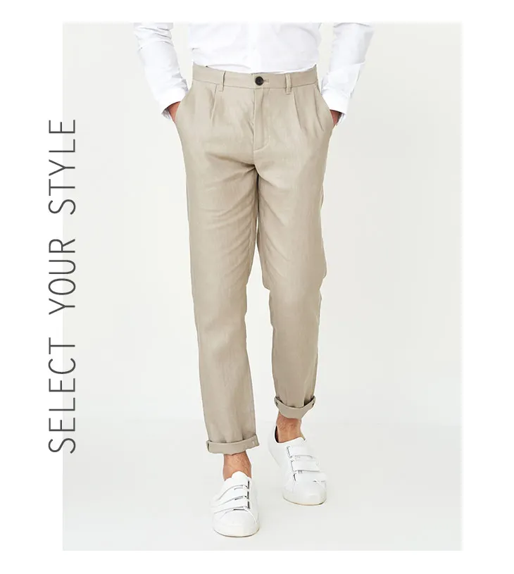 Выбранные Осенние новые мужские льняные Прямые Цветные деловые повседневные брюки S | 418314506