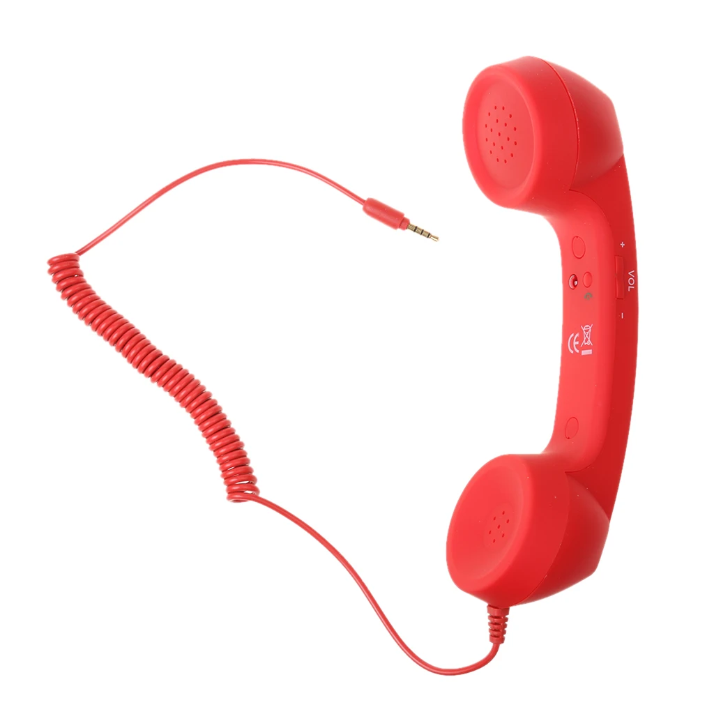 3.5mm Mic Retro POP Phone Handset Telephone for Mobile Phone Universal Red Light & luxurious Rubberized soft-touch design