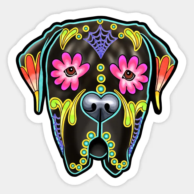 1 шт. мастиф в Brindle-Day of the Dead Sugar Skull собака стикер для ноутбука автомобиль скейтборд багаж гитара мебель стикер
