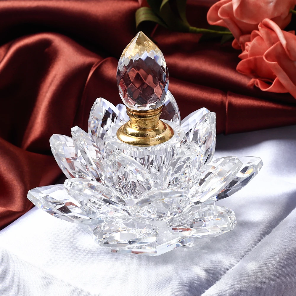 1 шт. Прозрачный Хрустальный цветок лотоса флакон для духов миниатюрный винтажный стеклянный флакон для духов украшения для домашнего декора подарки