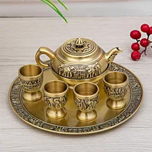 Creativo Vintage elefante vino Set bronce/Cobre-plateado tetera tazas regalo conjunto Metal artesanía decoración del hogar ornamentos 6 unids/set