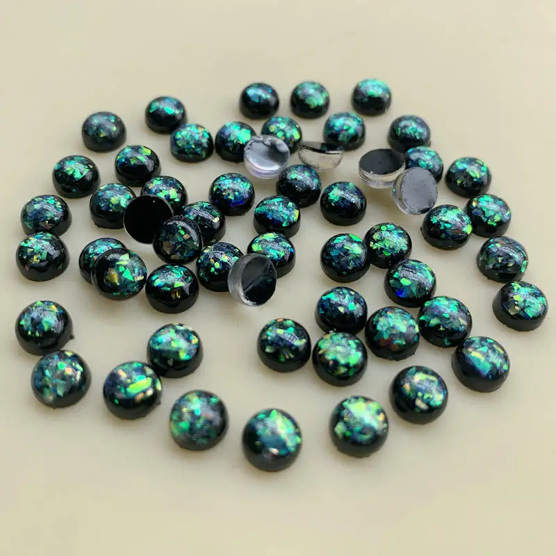 패션 ABS 비즈 하프 라운드 플랫백 수지 스크랩북, 미술 DIY 쥬얼리 제작, 의류 장식, 4*6mm, 100 개-Z802