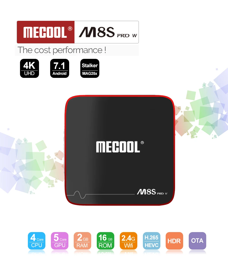 M8S PRO W Android 7,1 Smart Android tv Box 2G ram 16G rom Amlogic S905W Поддержка WiFi H.265 4K HD медиаплеер Европа IP tv