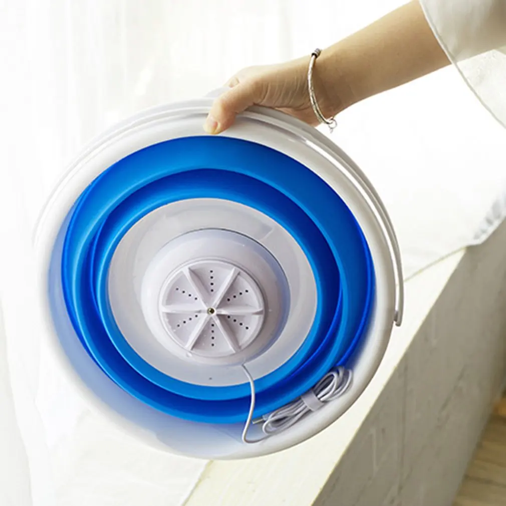 Portable Ultrasonic Turbo Automatic Electric Roller Washing Machine Quick Clean Washing Tool for Outdoor Travel Use