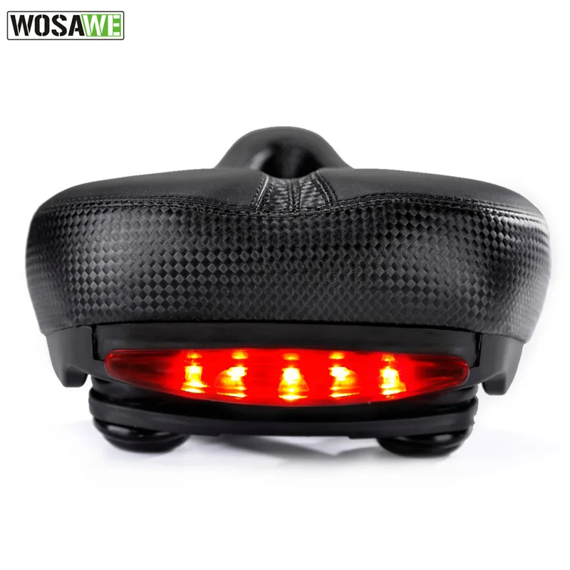 

Widen PU Leather Mountain Bike Saddle with Safety Warning Light MTB Bicycle Seat with Comfortable Foam Cushion Hollow Saddle