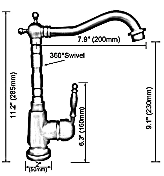 Swivel Spout Water Tap Antique Red Copper Single Handle Single Hole Kitchen Sink & Bathroom Faucet Basin Mixer Tap anf399