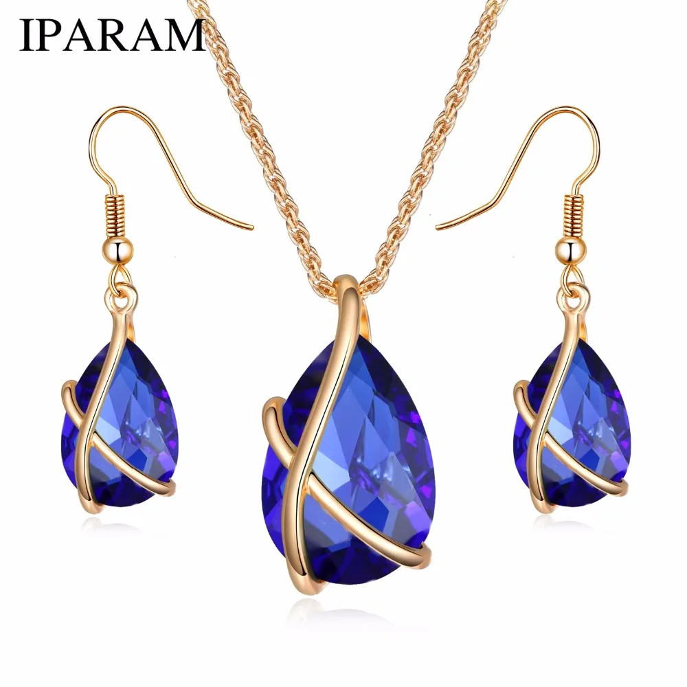Buy IPARAM Multicolor Water Drop Crystal Jewelry Sets