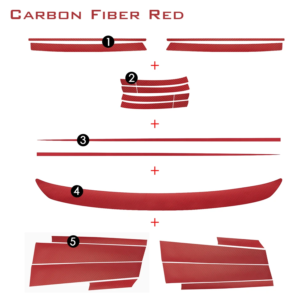 Углеродное волокно Передняя Задняя решетка бампер ремень линия дверная ручка столб автомобиля Стайлинг наклейки для Volkswagen VW Golf 7 MK7 аксессуары - Название цвета: carbon fiber red