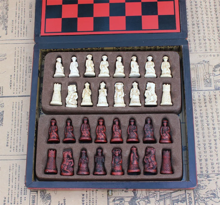 Шахматный набор из шахмат деревянный журнальный столик античный миниатюрные шахматы доска штук движение Box Set Ретро Стиль Реалистичные игры Yernea