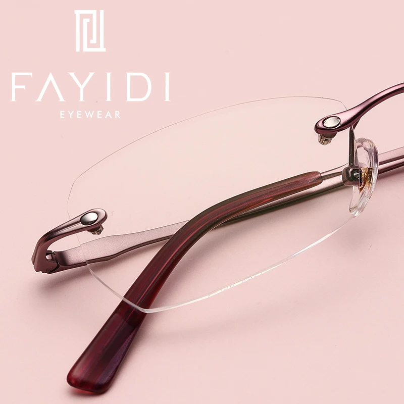 

Alloy Women Eyewear Retro Optical Prescription Lenses Myopia Hyperopia Presbyopia Ready Rimless Spectacles #F126