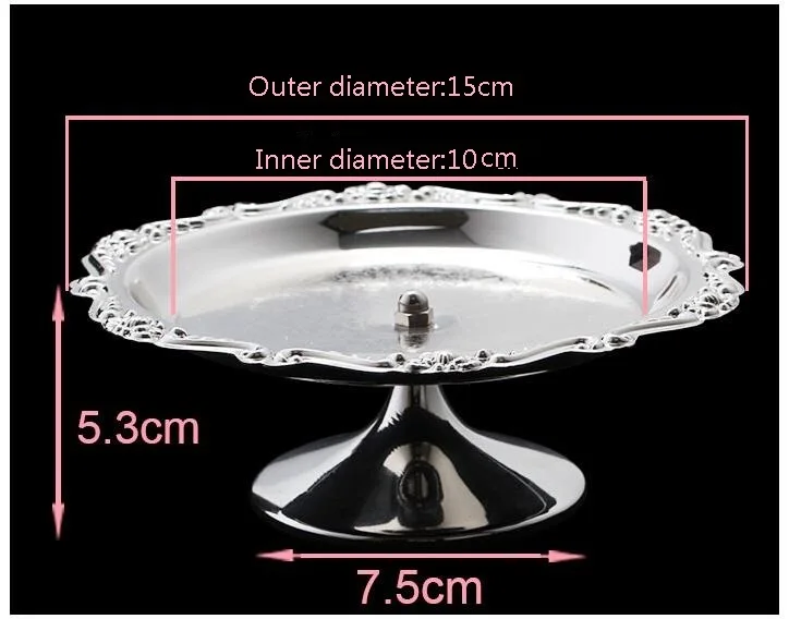 Европейская серебряная тарелка поднос металлический поднос для сервировки фруктов кухонный мини маленький торт сковорода декоративные подносы для торта disply SNTP032