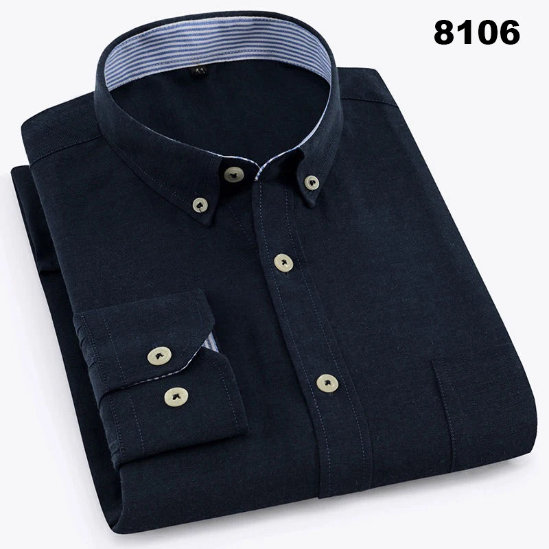 NIGRITY, S-4XL, плюс размер, новинка, Оксфорд, ткань, отличная, удобная, тонкая, на пуговицах, воротник, Бизнес Стиль, для мужчин, Повседневные Рубашки, Топы - Цвет: 8106