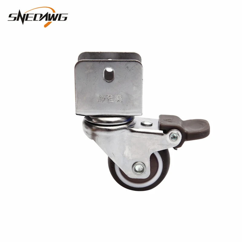with brake Комплект из 2 предметов 1,5/2 дюймов TPE двойной шарикоподшипник нержавеющая сталь фиксированный шарнир мебельное колесико подходит 20 мм/22 мм/25 мм мебельного щита мебельное колесико для маленьких колыбели - Цвет: with brake