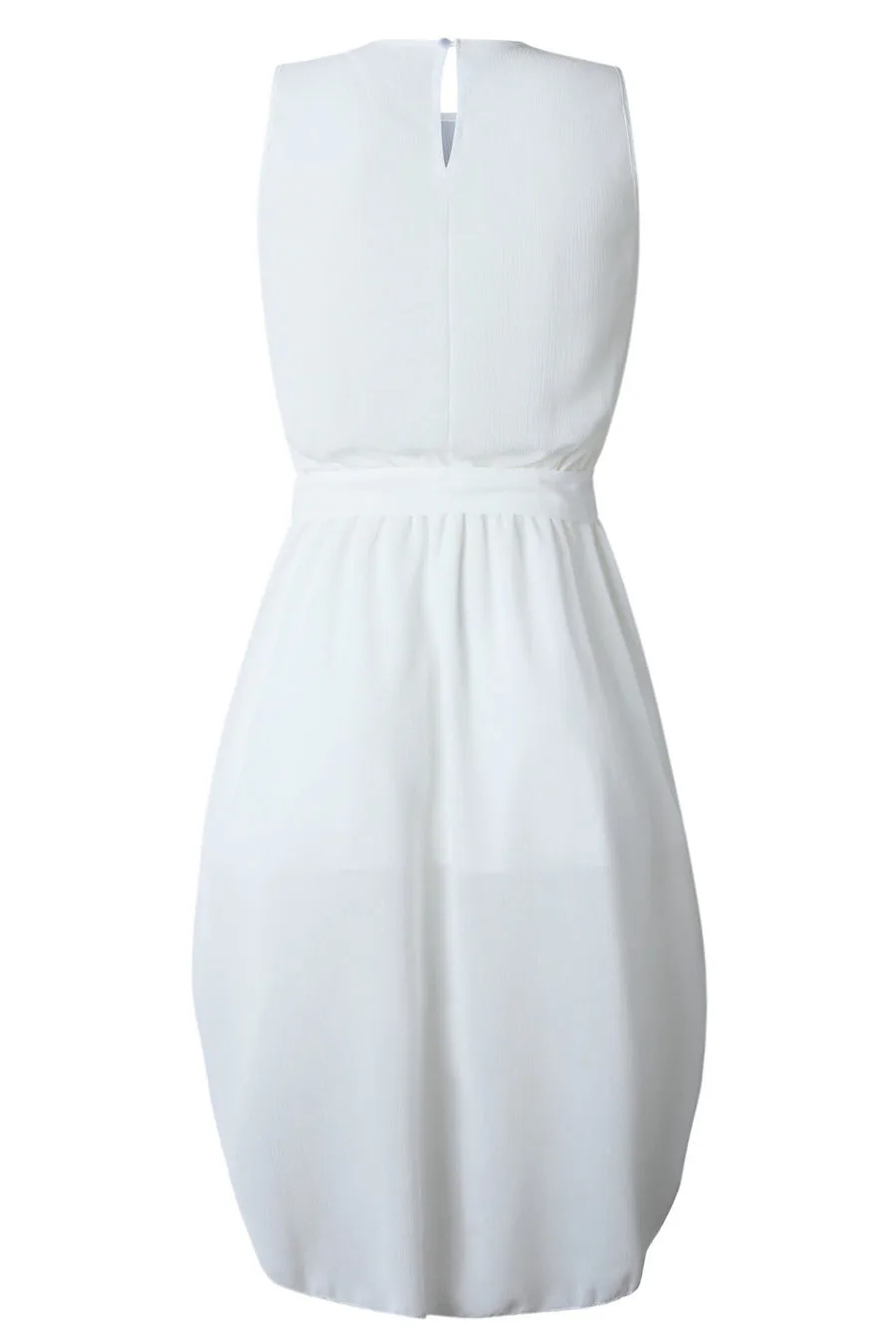 Gladiolus Ruffle Women Summer Dress Sleeveless Lace Decoration Belt Tunic Irregular White Black Dress Women 2019 Ladies Dresses  (15)