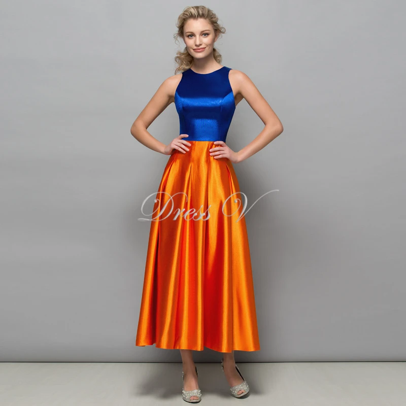 blue and orange prom dress