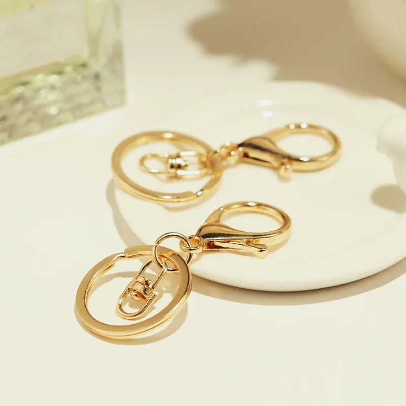

10 Pcs Key Chains & Key Rings Round Gold Color Lobster Clasp Keychain DIY Keychain Accessories Wholesale 6.9cm X 3cm