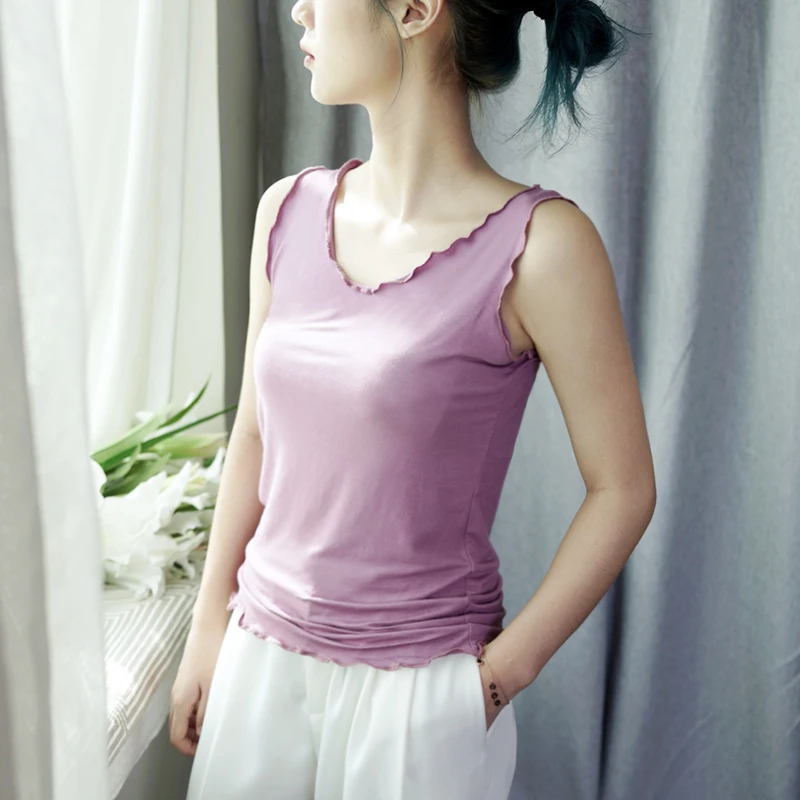 

2019 New Summer Slim Tank Tops Women Purple High Elastic Solid Soft Casual Camisoles Top Lady Fitting Knitting Camis Tops