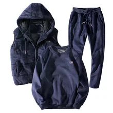 Rlyaeiz большой размер 8XL спортивный костюм для мужчин осень зима золото бархат флис теплые толстовки+ брюки+ жилеты набор мужские спортивные костюмы