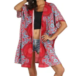 WENYUJH 2019 модные женские туфли Повседневное кимоно с цветочным принтом кардиган блузка летняя Для женщин Beach Sunproof Feminina Винтаж пляжный Халат
