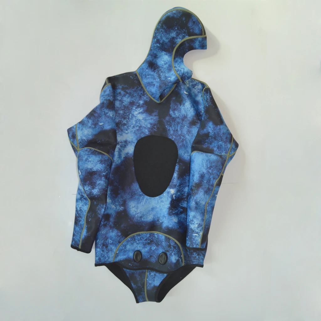 Мужские синие камуфляжные гидрокостюмы для подводной рыбалки из двух частей 3 мм Премиум неопрен для дайвинга и подводного плавания свободный гидрокостюм