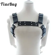 TiaoBug Для мужчин s черный из искусственной кожи половина тела груди сексуальное рабство ремень Для мужчин Пряжка эротичные трусы Топ садо горячие взрослые ремень