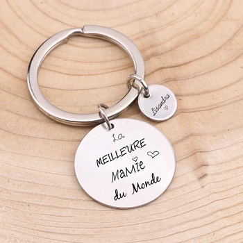 

Name Private Customized French Grandma 3 Colors Choose Birthday Gift For Grandma Women Charm Keyring Fashion Jewelry 1 pcs
