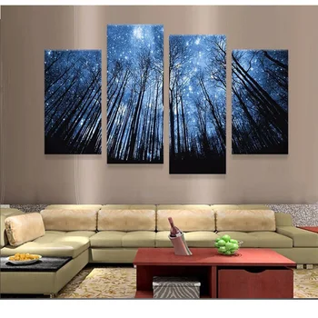 

Prints Star Night Tall Tree 5D Diamond Painting Landscape DIY Rhinestones Embroidery 4PCS Full Square Crystal Cross Stitch decor